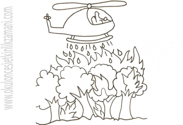 Раскраска пожар в лесу для детей
