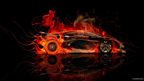 Машина на фоне огня