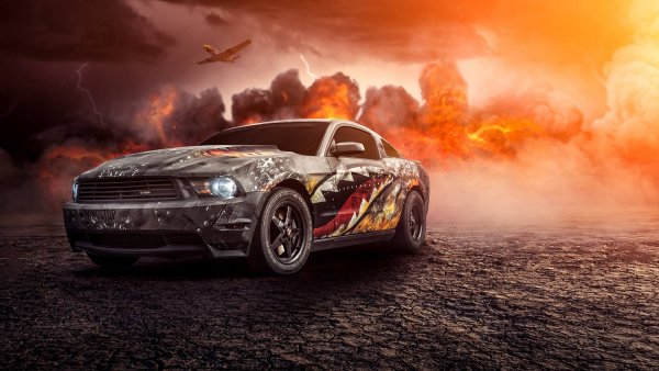 Машина в огне арт