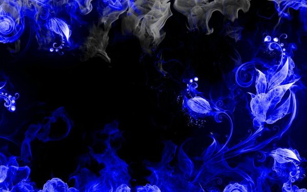 Синие узоры на черном фоне
