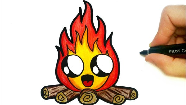 Рисунок огня для срисовки