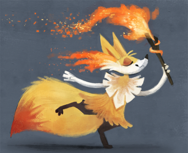 Покемон брайксен с факелом