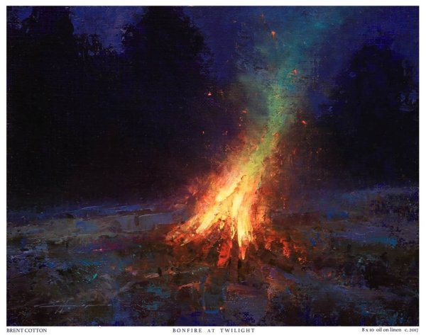 Ночной костер живопись