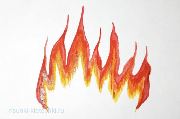 Пламя цветными карандашами