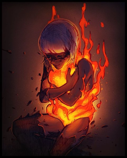 Девушка горит арт