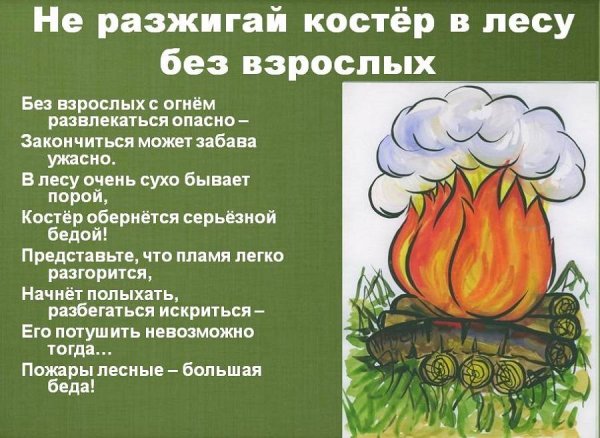 Нельзя разводить костер в лесу