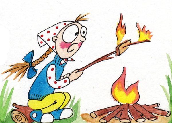 Костер в лесу рисунок