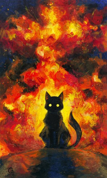 Огненный кот арт