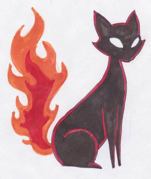 Огненная кошка рисунок