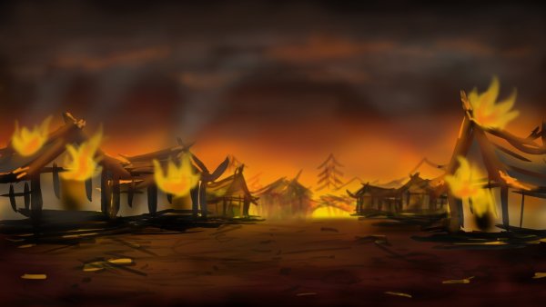 Горящий дом арт