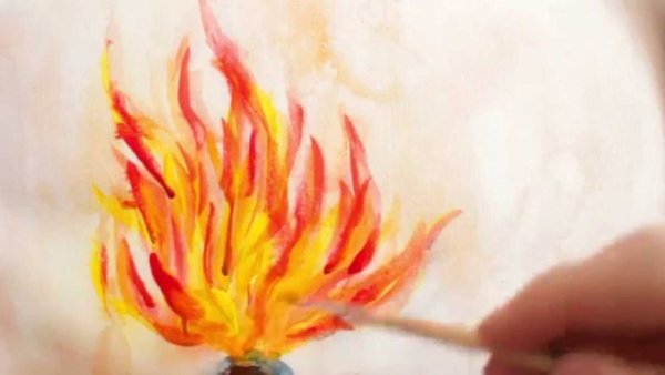Рисование красками огонь