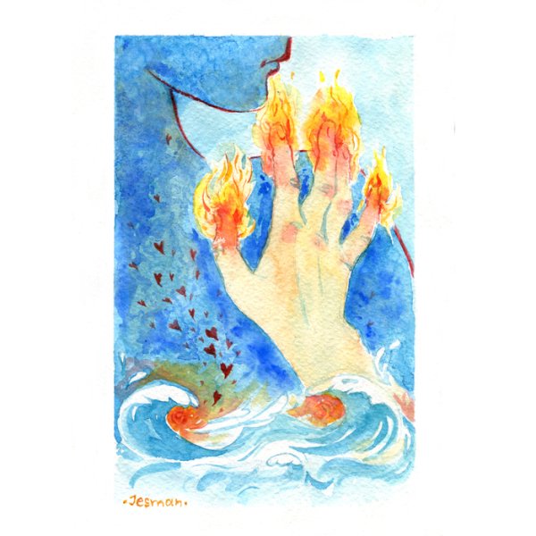 Костер акварелью