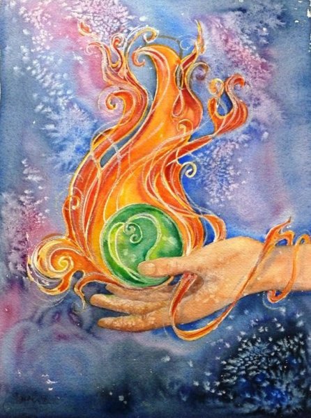 Внутренний огонь акварель