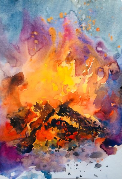 Пламя акварель