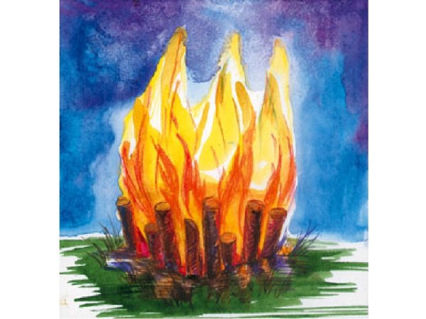 Костер гуашью