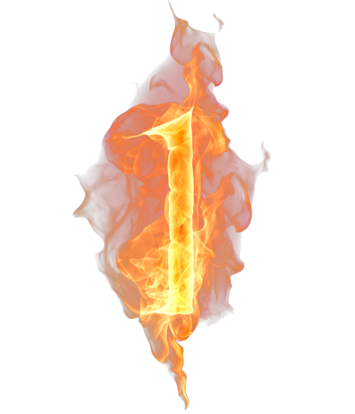 Огненные цифры на прозрачном фоне