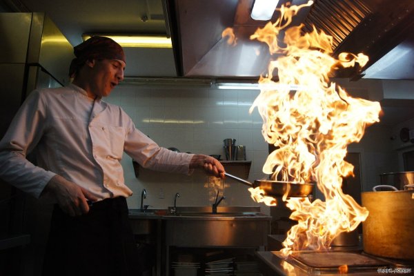 Повара в горячем цехе