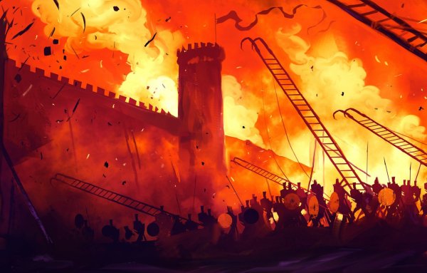 Битва фэнтези арт Осада крепости