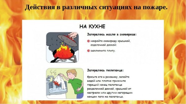 Действия при пожаре на кухне