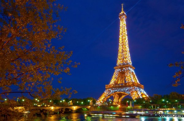 Ночной Париж Эйфелева башня