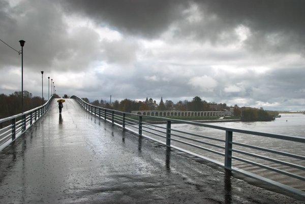 Великий Новгород мост туман