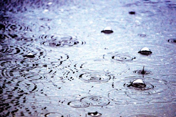 Капли дождя на воде