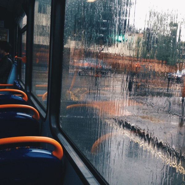 Окно автобуса изнутри