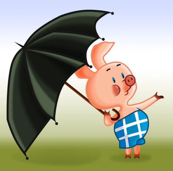 Пятачок с зонтиком