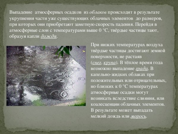 Выпадение атмосферных осадков