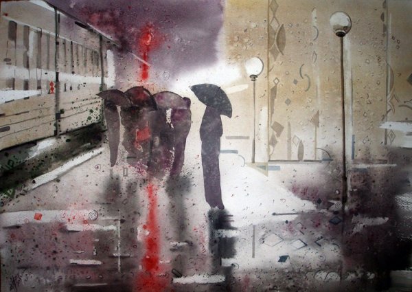 Разлука на вокзале живопись