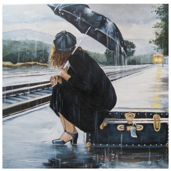 Живопись Стив Хэнкс девушка на вокзале дождь