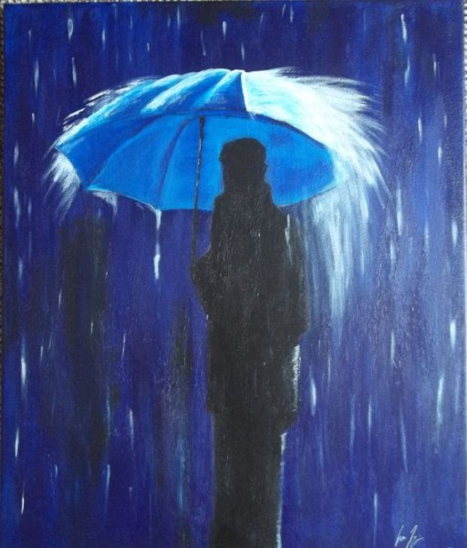 Зонт под дождем