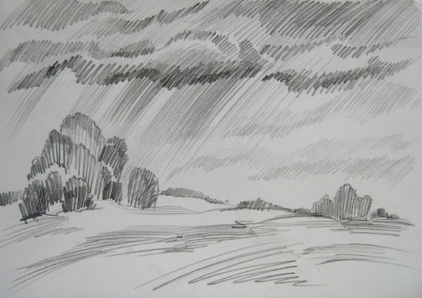 Пейзаж в графике легкий