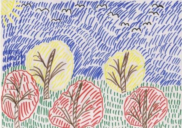 Рисование цветными штрихами