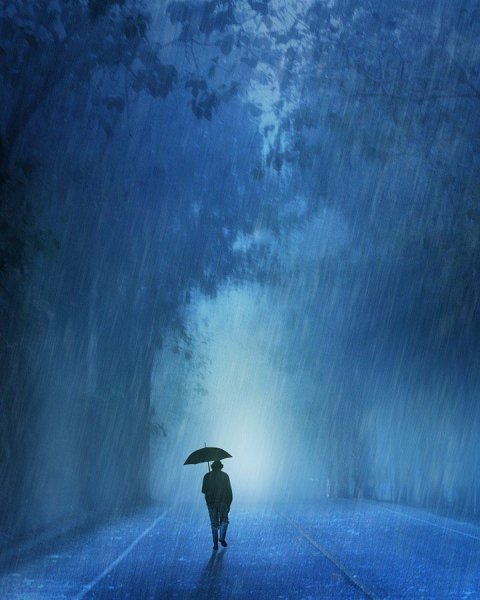Человек под дождем