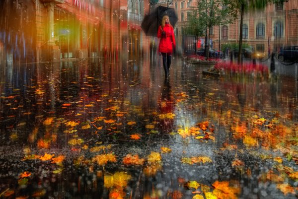 Девушка - осень в Петербурге Эдуард Гордеев -