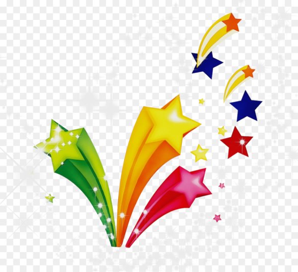 Разноцветные звездочки на прозрачном фоне