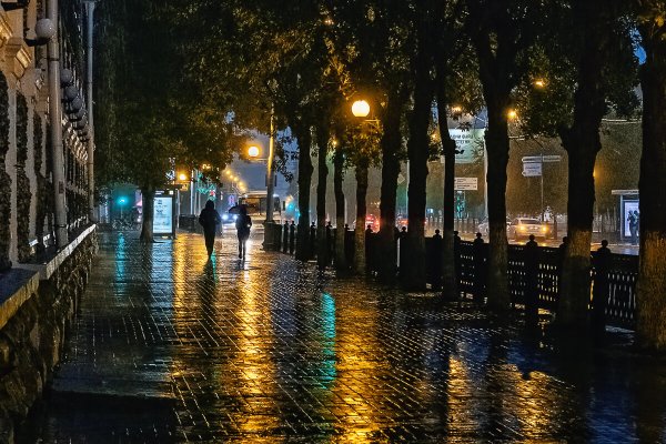 Город вечер дождь