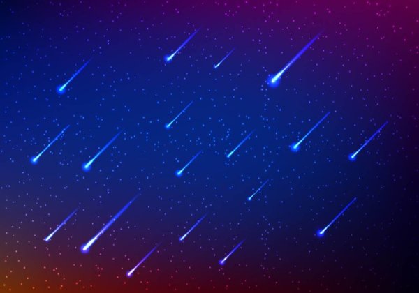 Метеоритный дождь на черном фоне