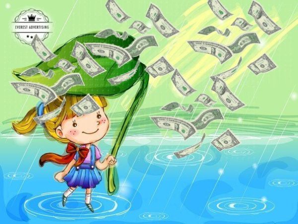 Денежный дождь в голубых тонах