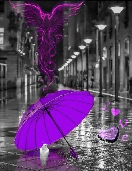 Зонт дождь фиолетовый