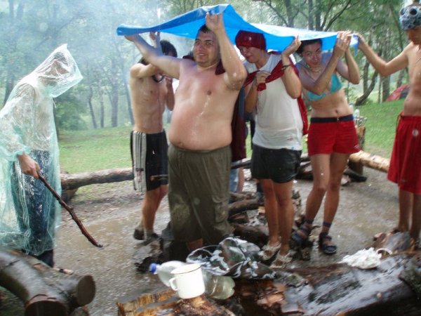 Турист под дождем