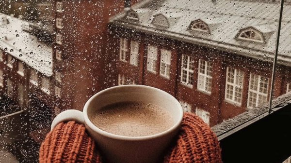 Дождь за окном кафе