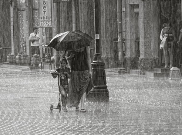 Старый город под дождем