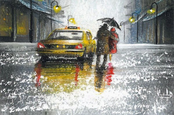 Такси под дождем