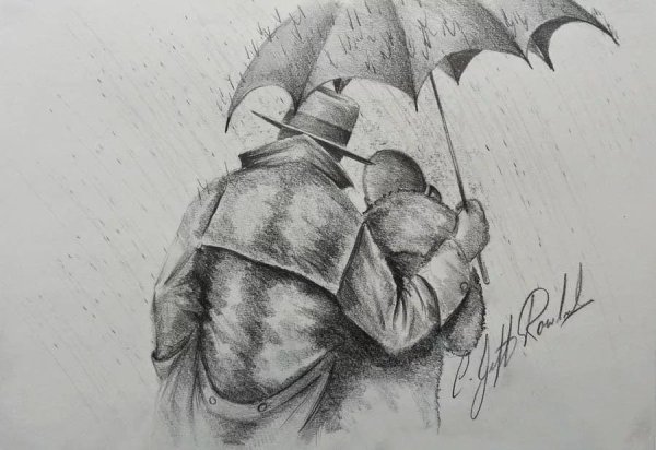 Дождь рисунок карандашом