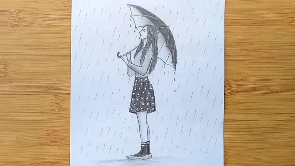 Человек под дождем рисунок карандашом