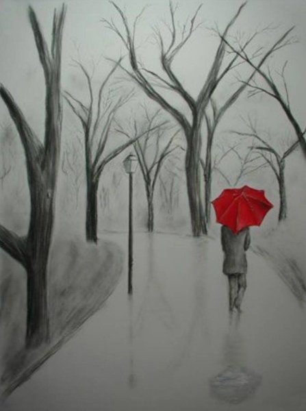 Грустный пейзаж карандашом