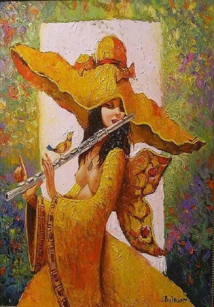 Байрам Саламов картины музыкант осень