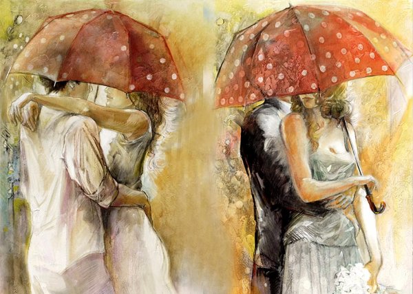 Акварель влюбленные пары